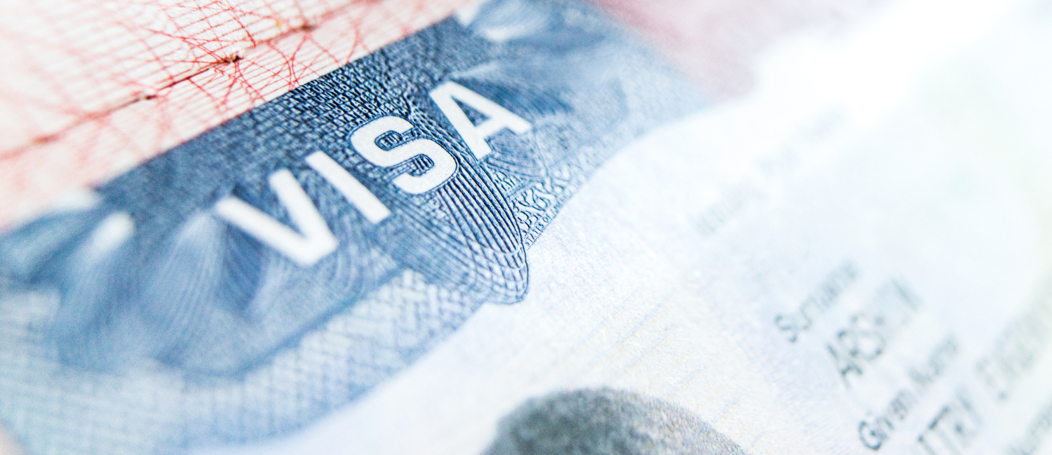 Close-up of a UK visa in a passport