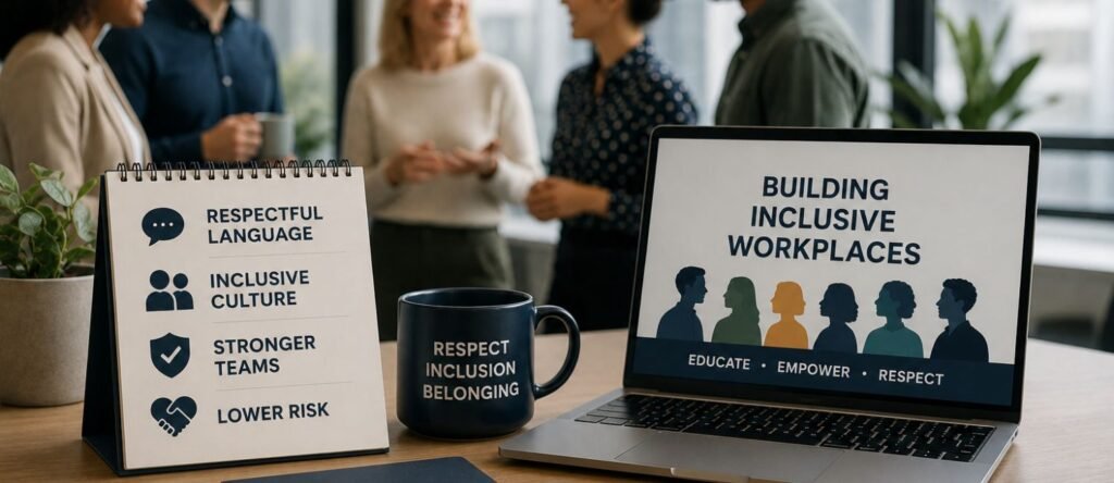 Employees taking part in Equality, Diversity and Inclusion training to promote respectful workplace behaviour and inclusive working environments.