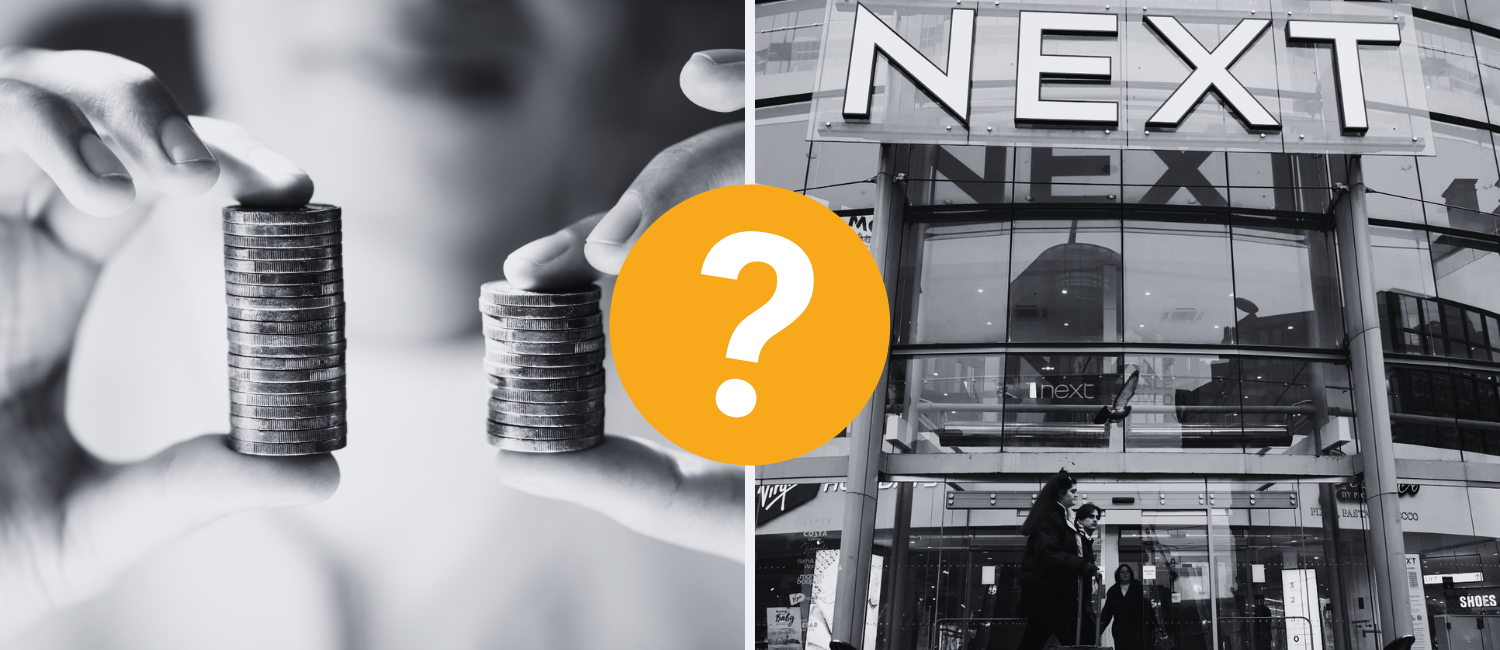 Next store and equal pay imagery highlighting questions about different employee pay rates