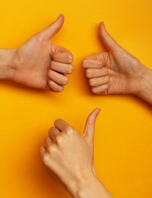 Trusted HR Protection for UK Businesses – HR Hub Plus Three hands giving thumbs up – symbolising trust, protection, and expert HR support.